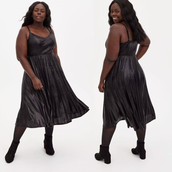 NWT Torrid 2 Black Liquid Knit Skater Dress 2X 18 20 - Picture 1 of 11